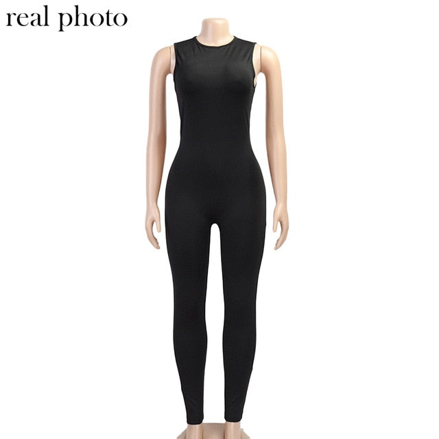 Simenual Casual Solid Bodycon Sleeveless Jumpsuits Sporty Workout Active Wear Skinny 2020 Summer Rompers Womens Jumpsuit Fashion