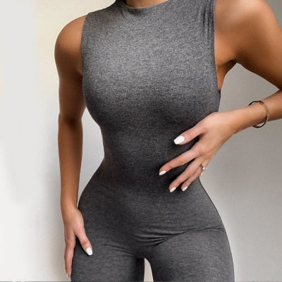 Simenual Casual Solid Bodycon Sleeveless Jumpsuits Sporty Workout Active Wear Skinny 2020 Summer Rompers Womens Jumpsuit Fashion